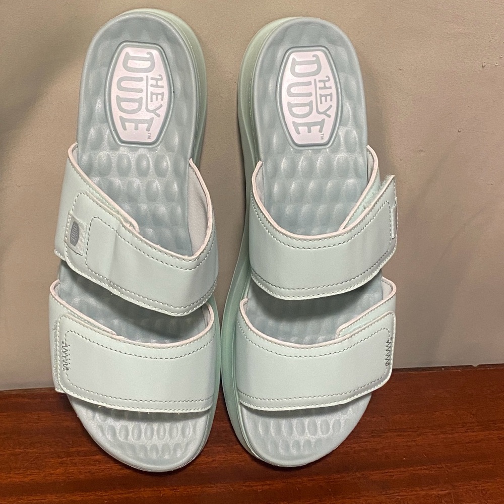 Hey Dude Delray Slide Classic Women’s Sandals Platform Jade Size 10 - Picture 5 of 7